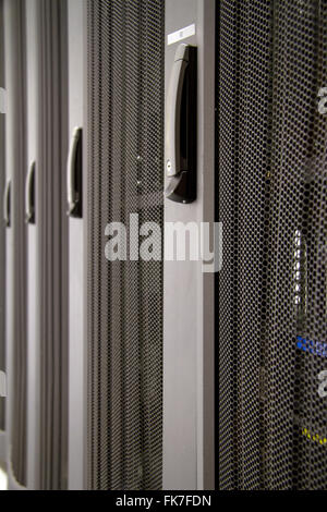 Secure cabinets for server farm hard disk drives Stock Photo