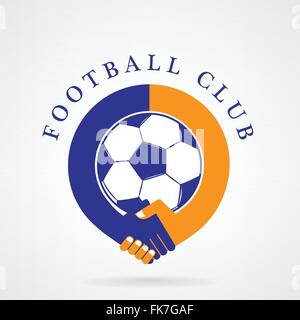 Football sign and handshake abstract vector design template. Business creative concept.vector illustration Stock Vector