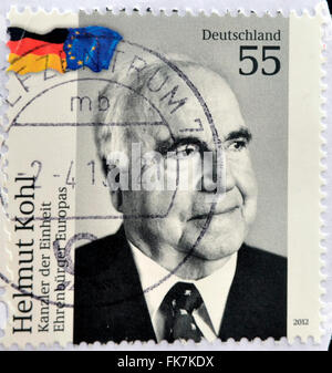 GERMANY - CIRCA 2012: A stamp printed in Germany shows Helmut Kohl - Chancellor of the unity, circa 2012 Stock Photo