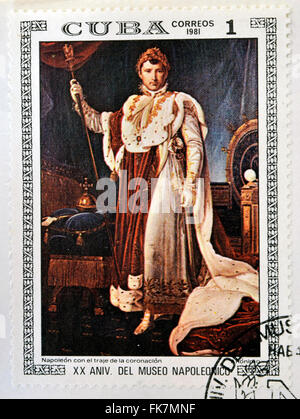 CUBA - CIRCA 1981: A stamp printed in Cuba shows the 'Napoleon in Coronation Costume', anonymous Stock Photo
