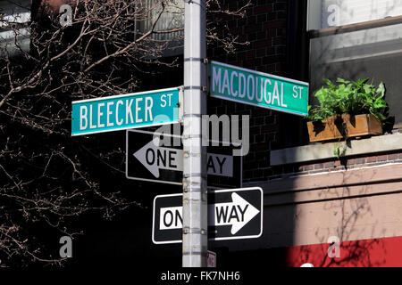 Corner of Bleecker and McDougal Streets Greenwich Village New York City Stock Photo