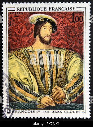 FRANCE - 1967: A stamp printed in France shows image of French Art, Francois I (after Jean Clouet), 1967 Stock Photo