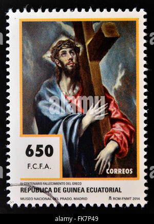 EQUATORIAL GUINEA - CIRCA 2014: Stamp printed in Guinea dedicated to El Greco, circa 2014 Stock Photo