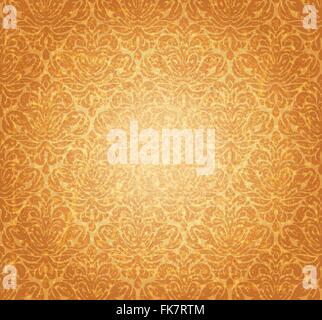 Retro ocher vintage seamless renaissance background design wallpaper Stock Vector