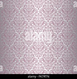 Pink & silver renaissance pattern  decorative vintage wallpaper Stock Vector