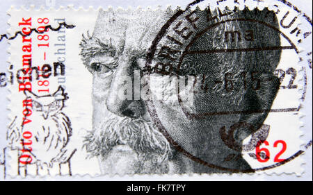 GERMANY - CIRCA 2015: A stamp shows Otto von Bismarck (1815-1898), Prussian statesman Stock Photo