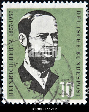 GERMANY - CIRCA 1957: a stamp printed in Germany shows Heinrich Hertz, Electric Flux Lines, Discovery of Electromagnetic Waves, Stock Photo