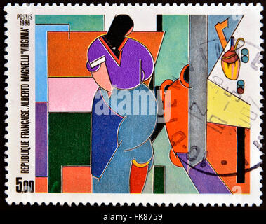 FRANCE - CIRCA 1986: A  stamp printed in France shows Virginia by Alberto Magnelli, circa 1986 Stock Photo
