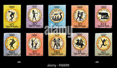HUNGARY - CIRCA 1960: Stamps printed in Hungary devoted to the Olympic games in Rome, circa 1960 Stock Photo