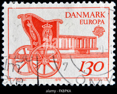 DENMARK - CIRCA 1979: A stamp printed in Denmark shows royal carriage, circa 1979 Stock Photo