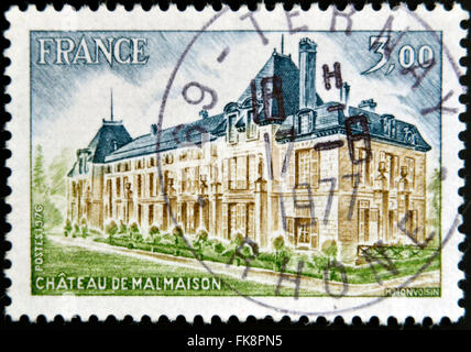 FRANCE - CIRCA 1976: A postage stamp printed in France shows Chateau de Malmaison, circa 1976 Stock Photo