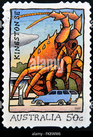 AUSTRALIA - CIRCA 2007: A stamp printed in australia shows the Big Lobster (Kingston, South Australia), circa 2007 Stock Photo