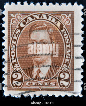 AUSTRALIA - CIRCA 1940: A stamp printed in Australia shows King George VI, circa 1940 Stock Photo