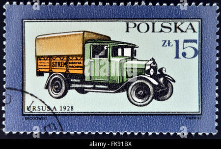 POLAND - CIRCA 1987: A stamp printed in Poland shows Truck Ursusa - 1928, circa 1987 Stock Photo