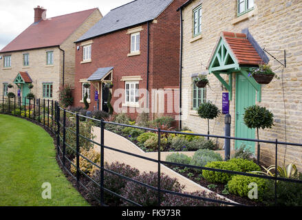 Show homes on a Housing construction site in Brackley, Northamptonshire, England Stock Photo