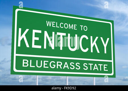 Welcome to Kentucky state concept on road sign Stock Photo