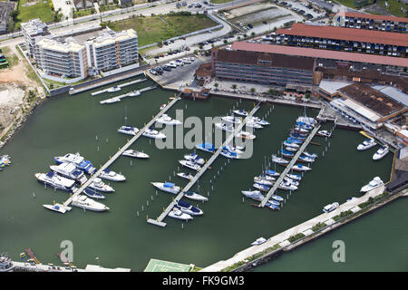 Aerial view of the coast of Angra dos Reis - Pirate marina and Shopping Mall Stock Photo
