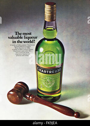 Original vintage full page colour advert from 1960s. Advertisement dated 1969 advertising CHARTREUSE liqueur. Stock Photo