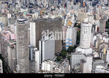 Edificio Copan to the center, the Court of Justice of the State of Sao Paulo Hilton ancient right Stock Photo