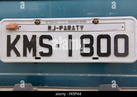 Detail of vehicle plate Paraty - RJ Stock Photo