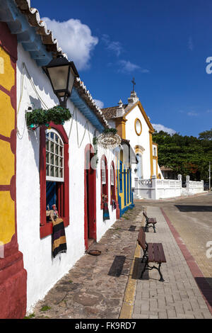 Houses and Church of Our Lady Needs in the district of Santo Antonio de Lisboa Stock Photo