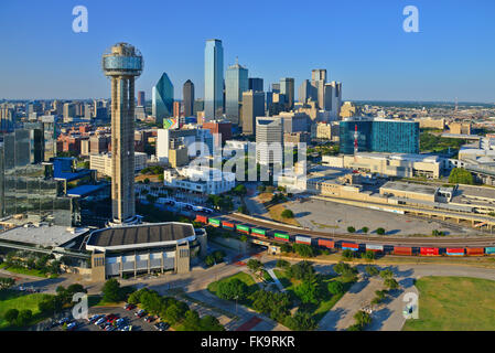 Downtown Dallas, TX from the air Stock Photo