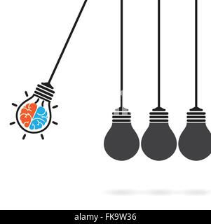 Newton's cradle concept on background,creative light bulb Idea concept,business idea ,abstract background.vector illustration Stock Vector