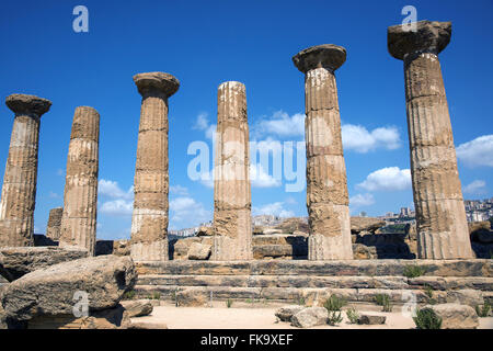 Temple of Heracles and Temple of Hercules in the Valley of the Temples - the region Sicilia Stock Photo