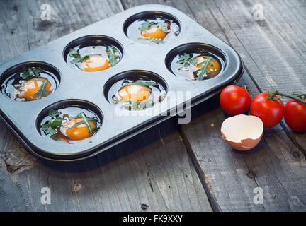 preparing egg muffins Stock Photo