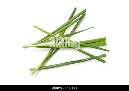 garlic chives on white background Stock Photo
