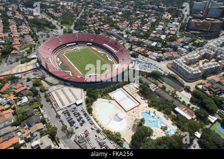 Aerial view of Estadio Cicero Pompeu de Toledo - known as Estadio do Morumbi Stock Photo