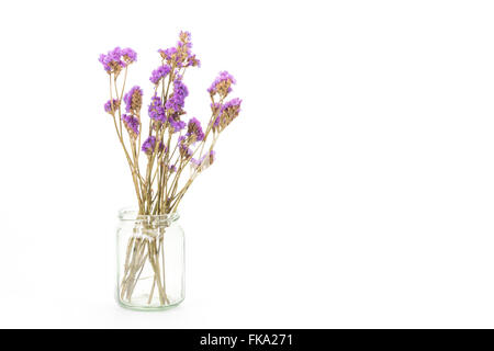 Dried Statice flowers isolated on white background, Copy space Stock Photo