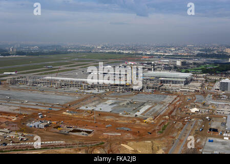 Aerial view of the expansion of the Sao Paulo / Guarulhos International Airport Stock Photo