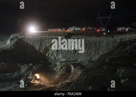 Night work on the construction of UBI 3 - pumping unit - Sao Francisco river transposition Stock Photo