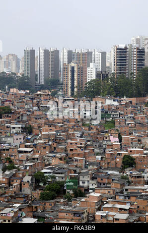 Favela Paraisópolis and buildings of Giovanni Gronchi the background - south of the city Stock Photo