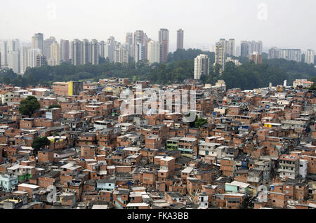 Favela Paraisópolis and buildings of Giovanni Gronchi the background - south of the city Stock Photo