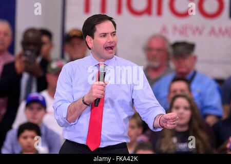 Sanford, Florida, USA. 7th Mar, 2016. Republican presidential candidate Senator Marco Rubio (R-Florida) during a rally on March 7, 2016 in Sanford, Florida.Scott A. Miller/ZUMA Press Credit:  Scott A. Miller/ZUMA Wire/Alamy Live News Stock Photo