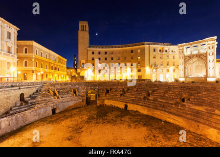 Piazza Santo Oronzo and Roman Amphitheatre in Lecce Stock Photo