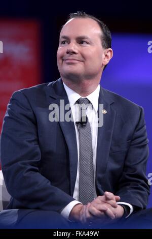 Senator Mike Lee, Republican of Utah, speaks to reporters during a news ...