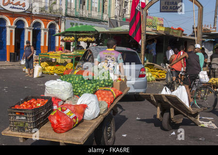 Charger with basket of fruit on Fair Acai Stock Photo