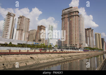 Buildings of Redoubt neighborhood highlighting Canal Docks in the foreground Stock Photo