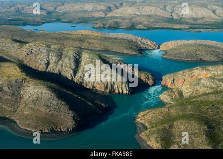 Aerial view of Horizontal Falls, Kimberley Region, Western Australia, Australia Stock Photo