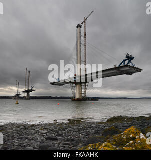 March 2016 the new Queensferry Crossing over the Forth  under construction Stock Photo