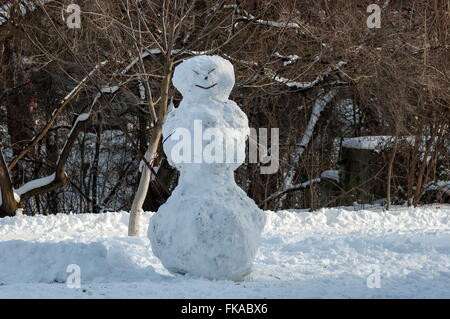 Snowman in South park, Sofia, Bulgaria, Europe Stock Photo