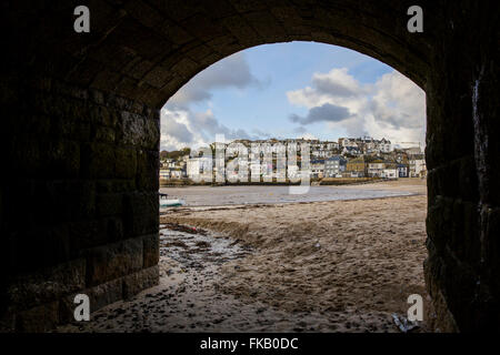 General view of St Ives in Cornwall on a spring morning. Stock Photo