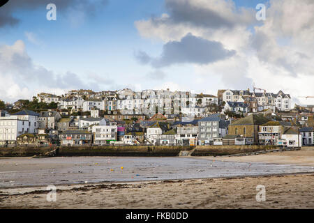 General view of St Ives in Cornwall on a spring morning. Stock Photo