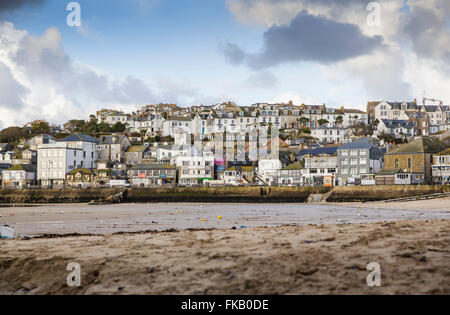 General view of St Ives in Cornwall on a spring morning. Stock Photo