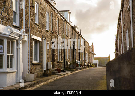General view of a street in St Ives in Cornwall on a spring morning. Stock Photo