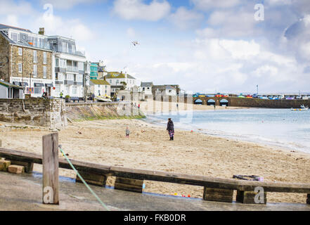 General view of St Ives in Cornwall on a spring morning. Stock Photo