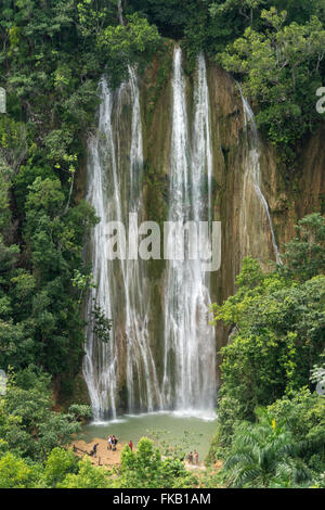 waterfall  Salto El Limon in Limon near Las Terrenas, Samana,  Dominican Republic, Carribean, America, Stock Photo
